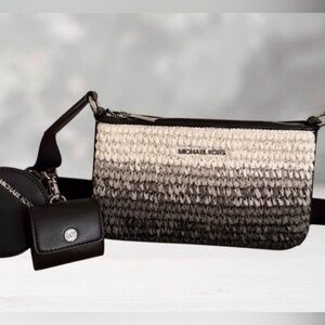 Michael Kors Small Crossbody Bag With Tech Attach Black White Gray Ombré